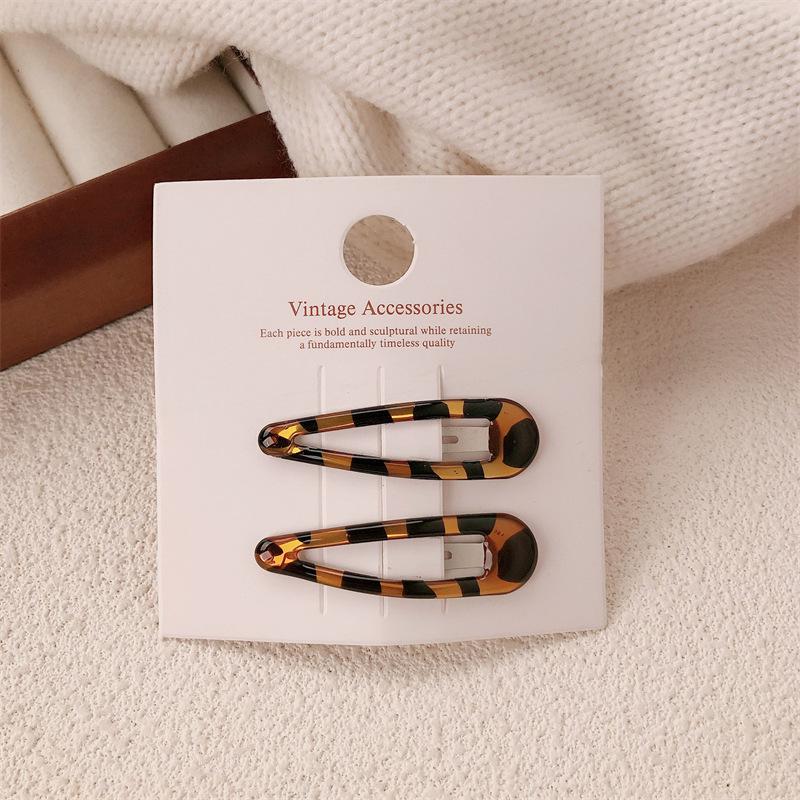 Korean Leopard Print Hair Clip for Girls - Cute BB Side Bangs and Back Hairpin