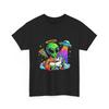 Alien Angel Holding Unicorn T-Shirt UFO Rainbow Beam Cute Space Art Graphic Tee