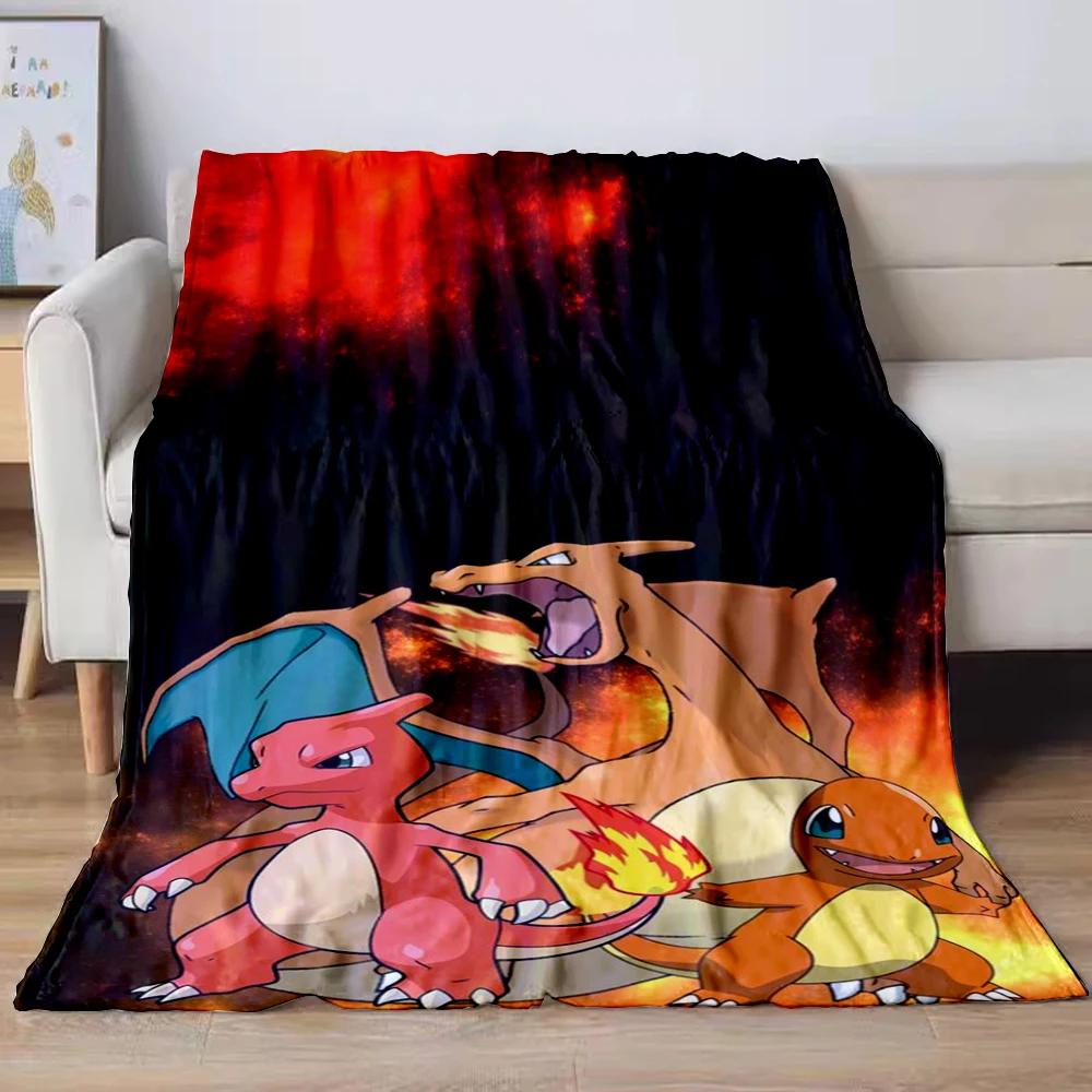 31 Style Anime Pokémon Charizard Cartoon Flannel Blanket for Sofa Home Sofa Student Blankets Children Student Nap Girl Kids Gift