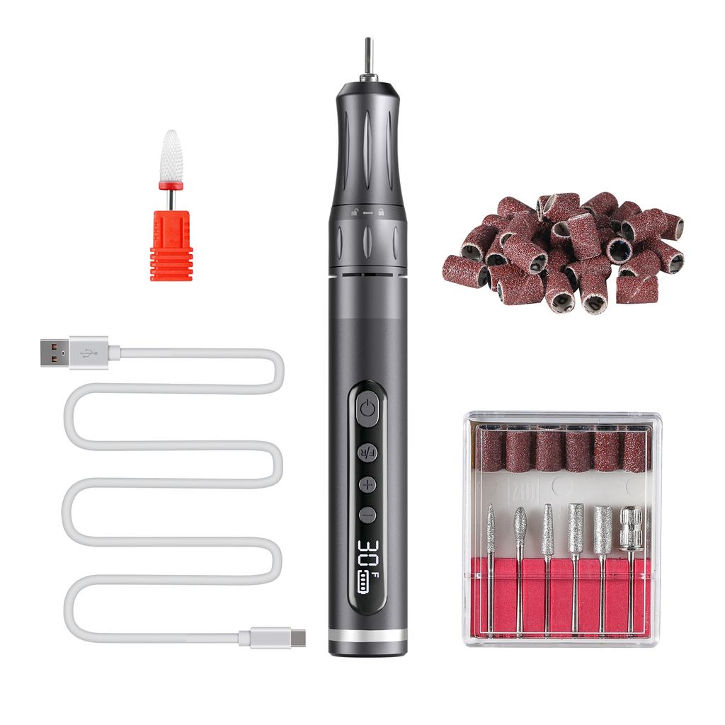 Cordless Electric Nail Drill Machine with LED Display Forward Reverse Direction E File Nail Drill for Acrylic Nails Manicure Set