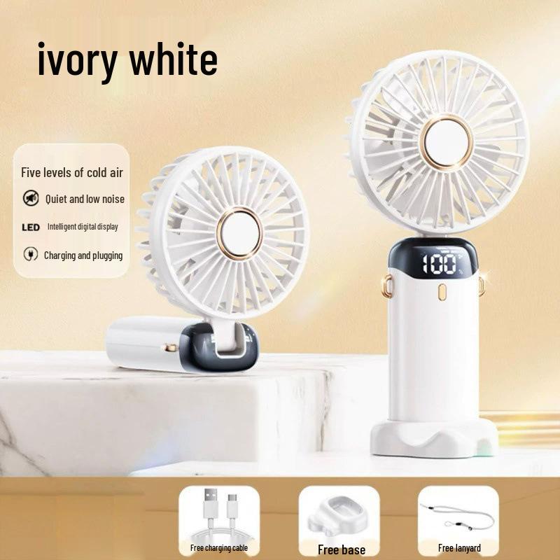 2026 USB Rechargeable Mini Handheld Fan: Portable, Foldable, 5-Speed, Desktop & Neck Hanging