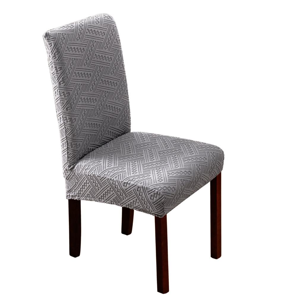 Universal Knitted Elastic Chair Covers Geometric Jacquard Dustproof Stretchable for Home Hotel Banquet