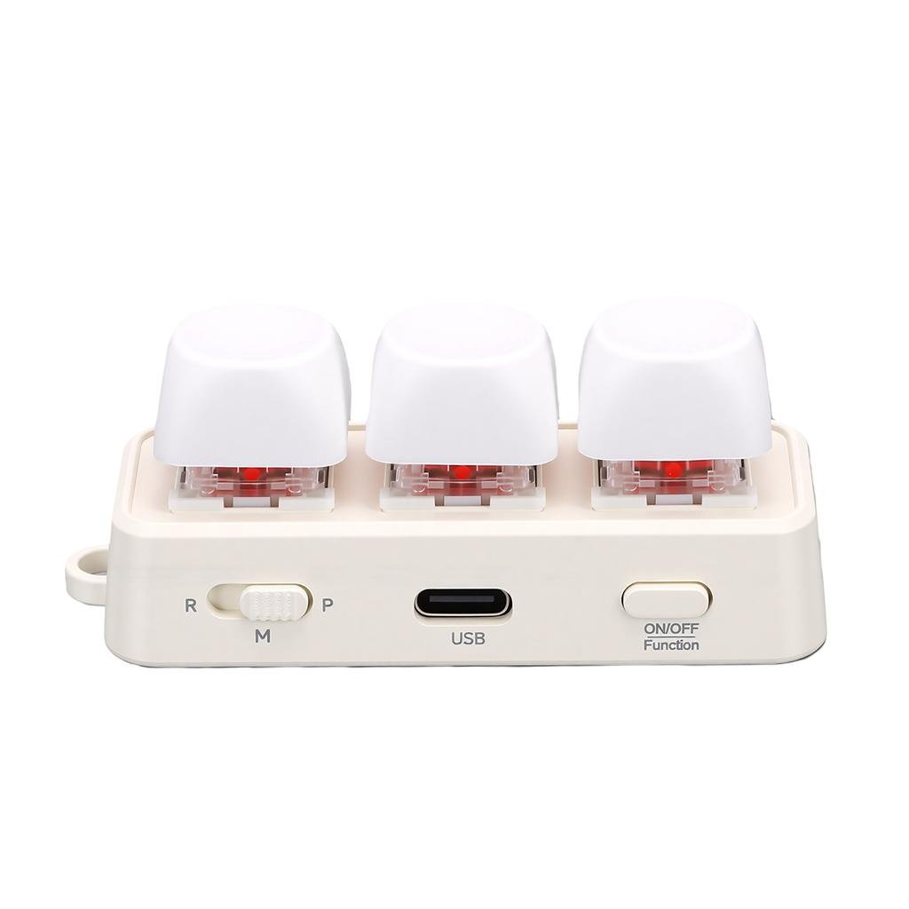 3 Key Keypad Bluetooth USB Programmable RGB Backlit 3 Key Macro Mechanical Keyboard for DIY Gaming Working White