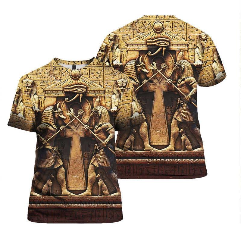 Pharaoh Anubis Pattern T-Shirt For Men Ancient Egypt 3D Printed Tees Summer Casual Loose