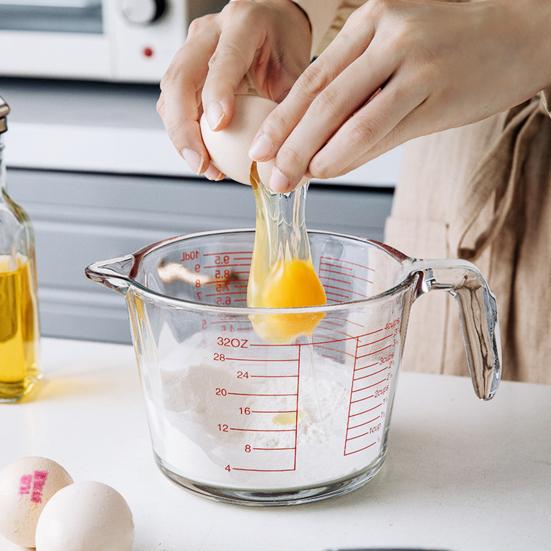 3-teiliges Messbecher-Set, Dickwandige Glas-Rührschüsseln mit Ausgießer, Küchen-Vorbereitungsschüsseln zum Backen und Kochen