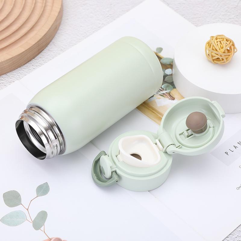 Double Wall Insulated Thermos 304 Stainless Steel Vaccum Flask Outdoor Portable Bouncing Lid Water Cup Mini Vacuum Water Bottle
