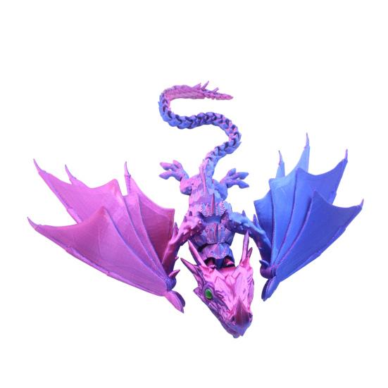 3D Printed Winged Dragon Figurine Movable Joints Flying Dragon Figure Articulated Dragon Model Fidget Toy Desktop Decoration Ornament