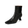 Fashion Women's new autumn and winter pointed leather sheepskin metal rivet high-heeled plus size and calf zipper fashion short boots