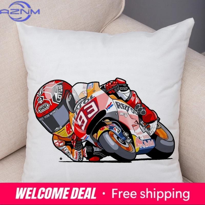 4 Pcs Cartoon Sport Motorcycle Cushion Cover Mobile Bike Pillow Covers Pillow Case For Sofa Home Car Peach Skin Pillowcase