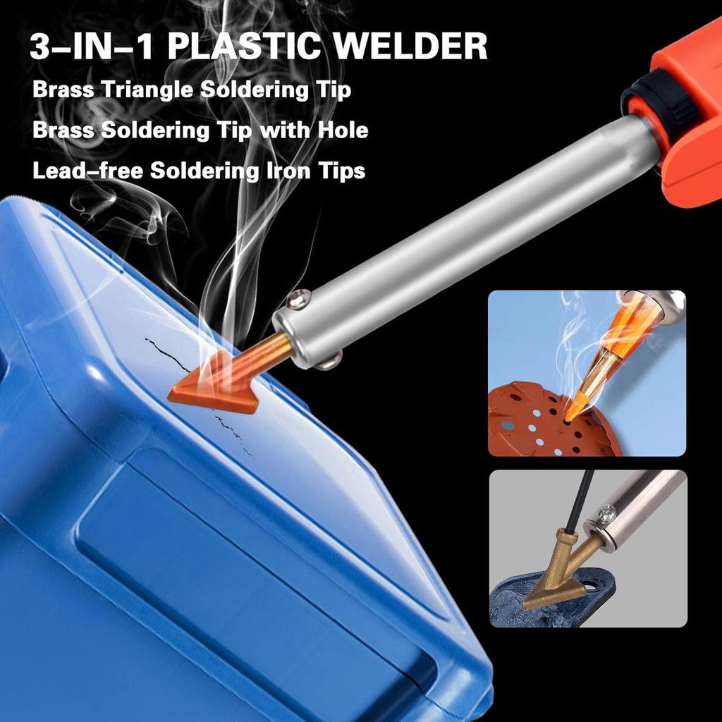 120W Plastic Welder, 5 Tips 3 In 1 Plastic Welding Kit, Plastic Repair Kit With 91pcs Welding Rods, 2-Speed Portable Gun Style Bumper Repair Kit For