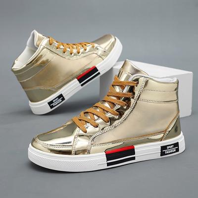 Fashion Leather Men Canvas Shoes Autumn High-Top Casual Shoes for Men Non-Slip Male Sneakers Flat Tenis Shoes