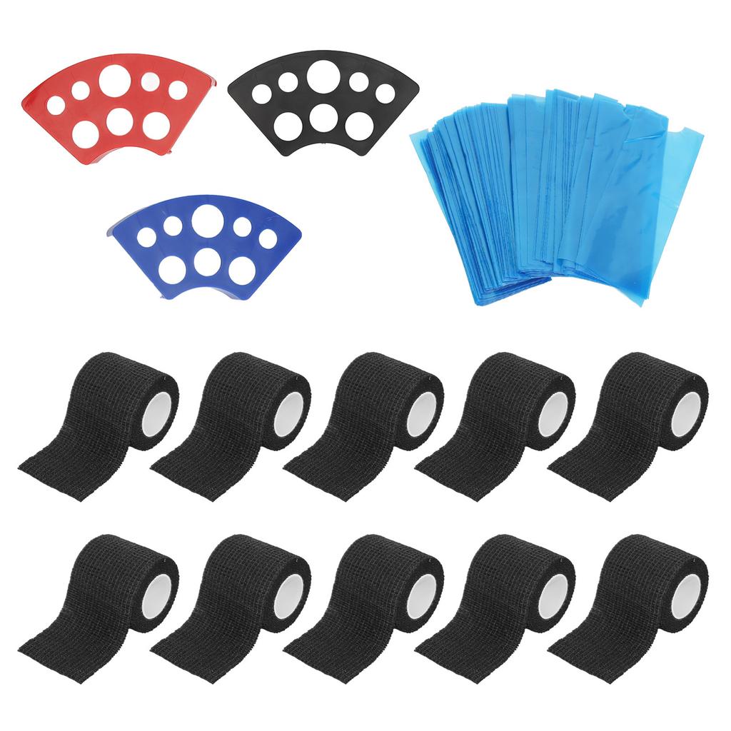 200pcs Blue Tattoo Pen Machine Covers with 10pcs Grip Tapes 3pcs Ink Cup Holder Stand Elastic Bandages Tattoo Supplies