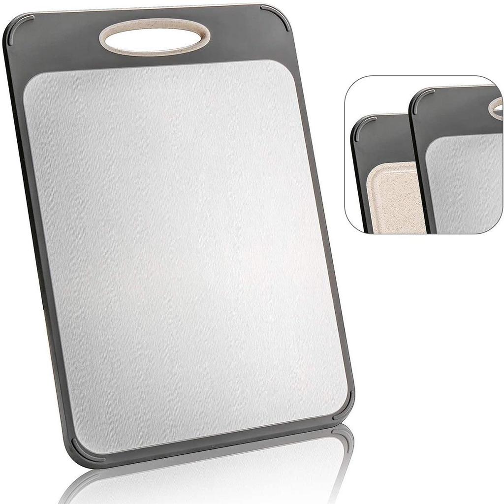 Food Grade Wheat Straw Noodles 304 Stainless Steel Double-Sided Cutting Board with Titanium Plate