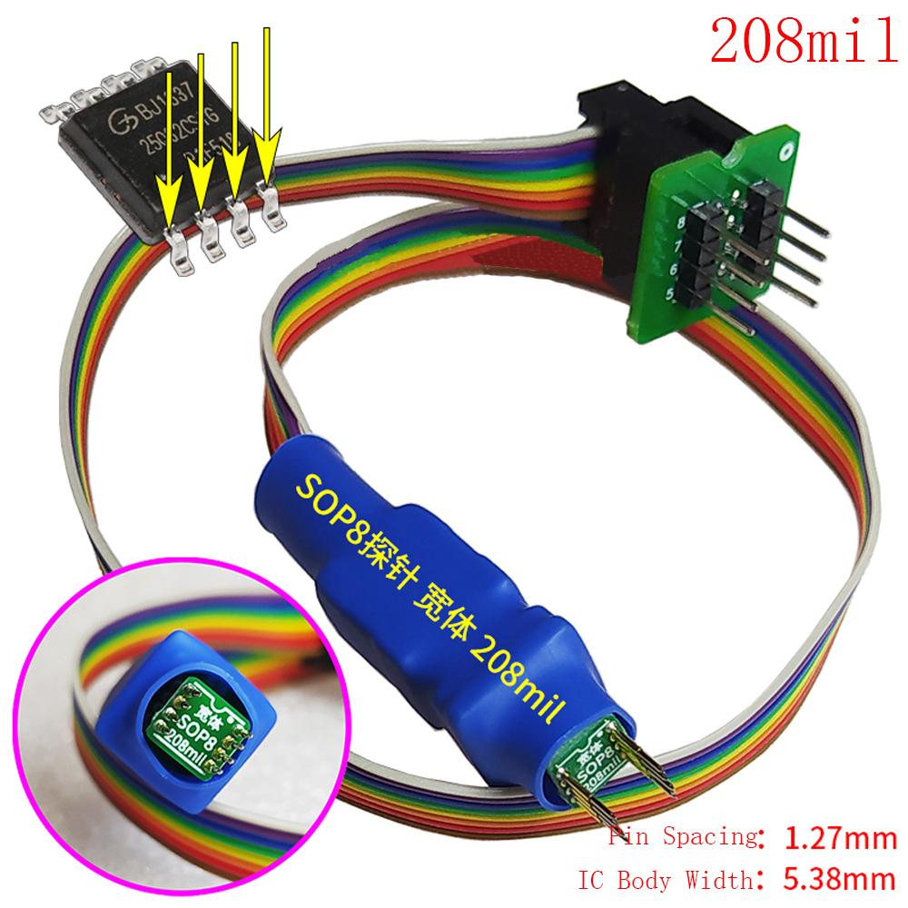 SOIC8 SOP8 Test Clip Probe Line 1.27mm Spacing for EEPROM 93CXX/25CXX/24CXX Circuit Programming On USB Programmer RT809F CH341A