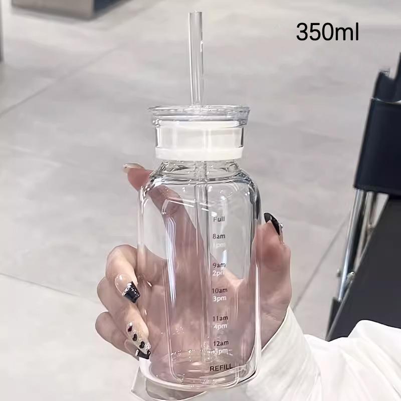 

Double Cover Glass Ins Ton Ton Cup Portable High Borosilicate Accompanying Cup Leather Cup Set High Appearance Level Car Cup