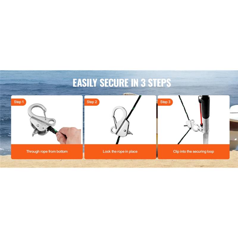 Stainless Steel Marine Yacht Boats Bumper Clip Quick Release Spring Adjustable Line Length Sliding Anchor Hooks