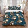 3pcs Anime Owl Comforter Set with Two Pillowcases (No Core), Home Decor, Festive Gift, Polyester Fabric, Anime Cartoon Design