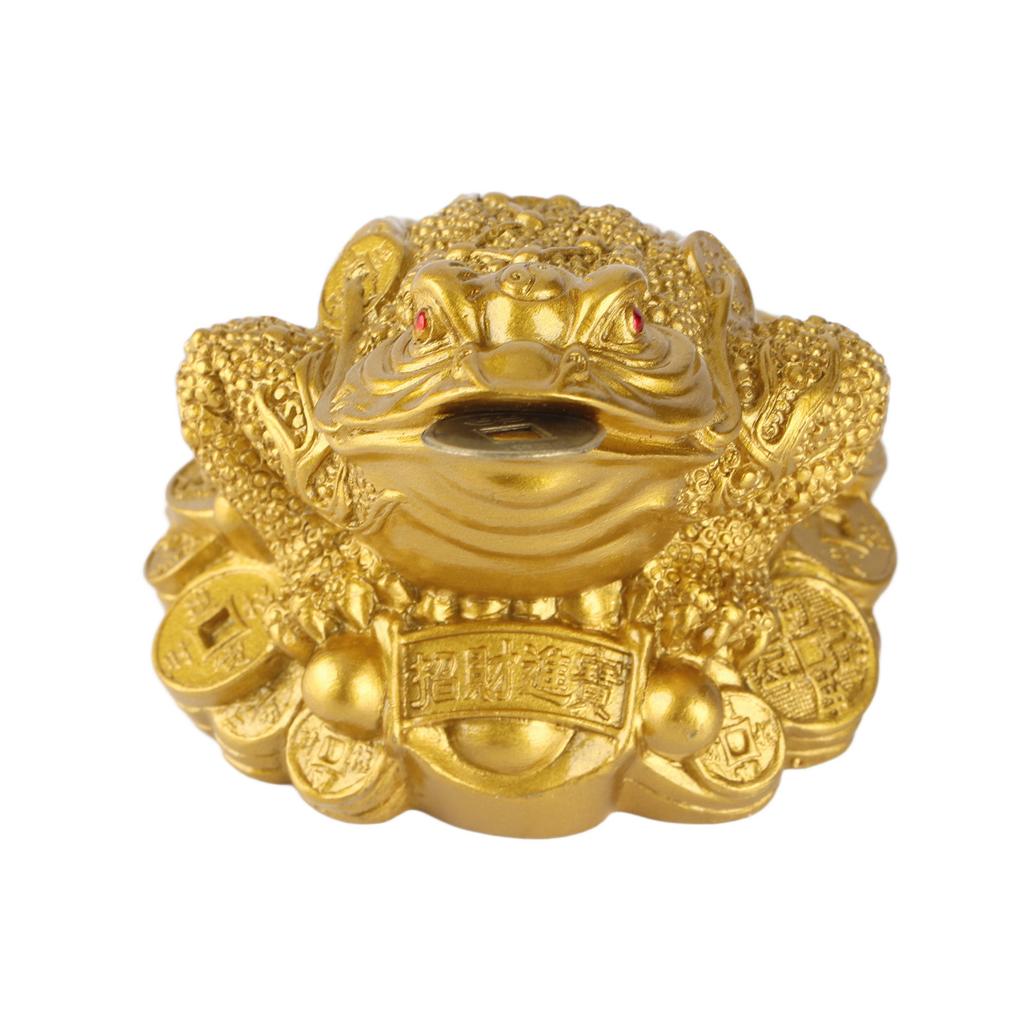 Resin Money Frog Decoration Golden Chinese Feng Shui Wealth Lucky Money Frog Coin Toad Home Desk Office Decoration