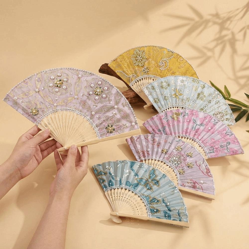 Butterfly Floral Print Hand Fan Portable Chinese Style Fan Elegant Handmade Fan Art Craft Project