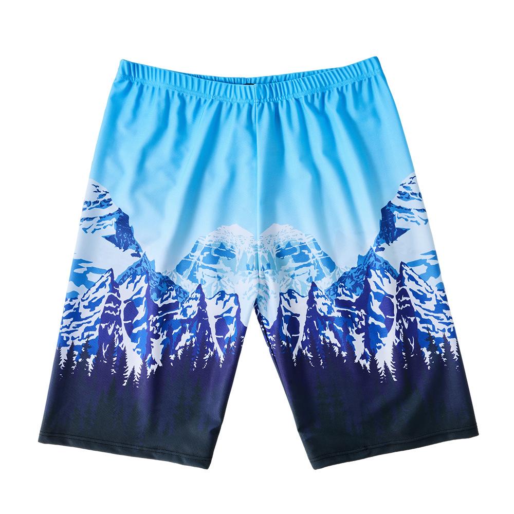 Men's Mid-Length Swimming Trunks, Professional Beach Long Boxer, Boys' Large Size Hot Spring Swimwear
