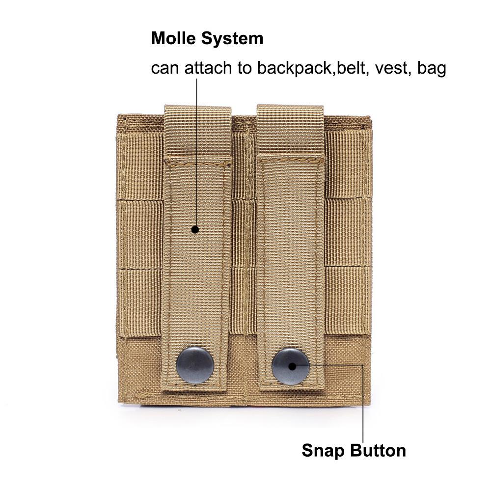 Molle Double 9MM Magazine Pouch Hunting Flashlight Holder EDC Waist Bag Airsoft Mag Holster Storage Bags