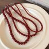 Vintage Rote Perlenketten für Damen Schlichte Handgefertigte Glasperlen Ketten Elegante Mädchen Ästhetische Schmuckaccessoires
