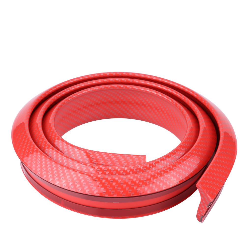 1.5mCelsius4.9ft Carbon   Soft Rubber Car Rear Roof   Spoiler Wing Lip Sticker Red
