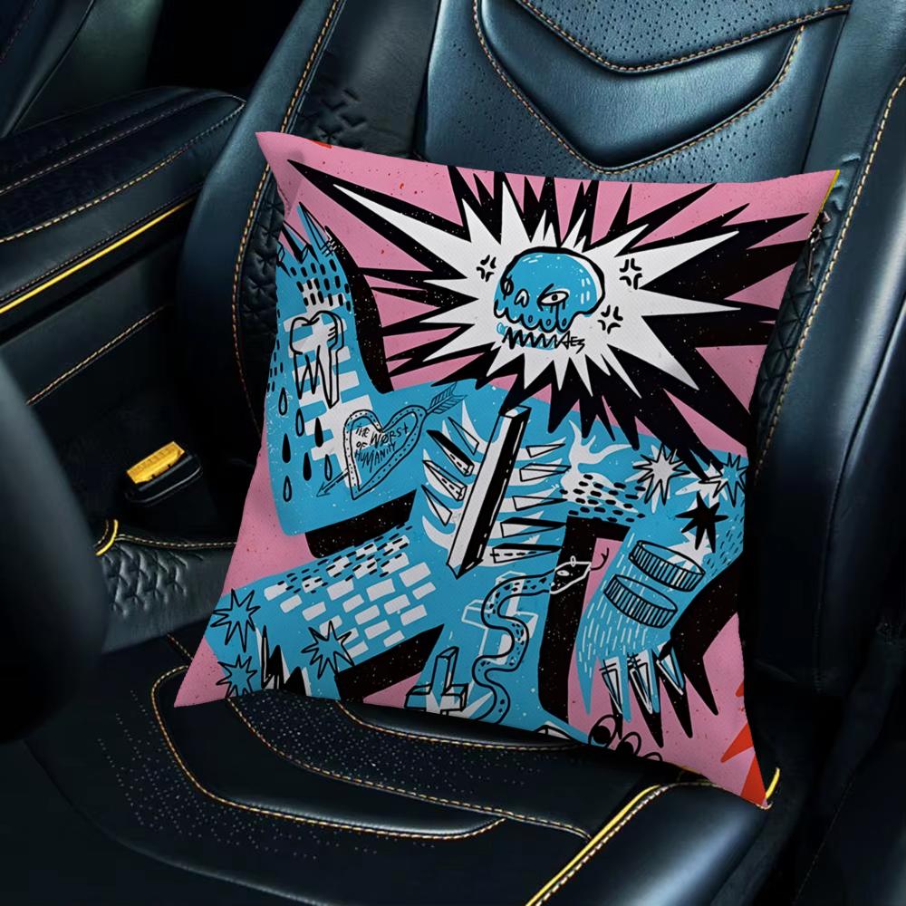 Kwonnys Abstract Art Pillow Case For Car Sofa Decorative Home Double-sided Print Plush Square Throw Pillow Cushion Cover