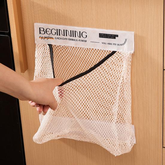 1/2Pcs Wall Garbage Mount Mesh Bag Adhesive Plastic Bag Organizer Holder