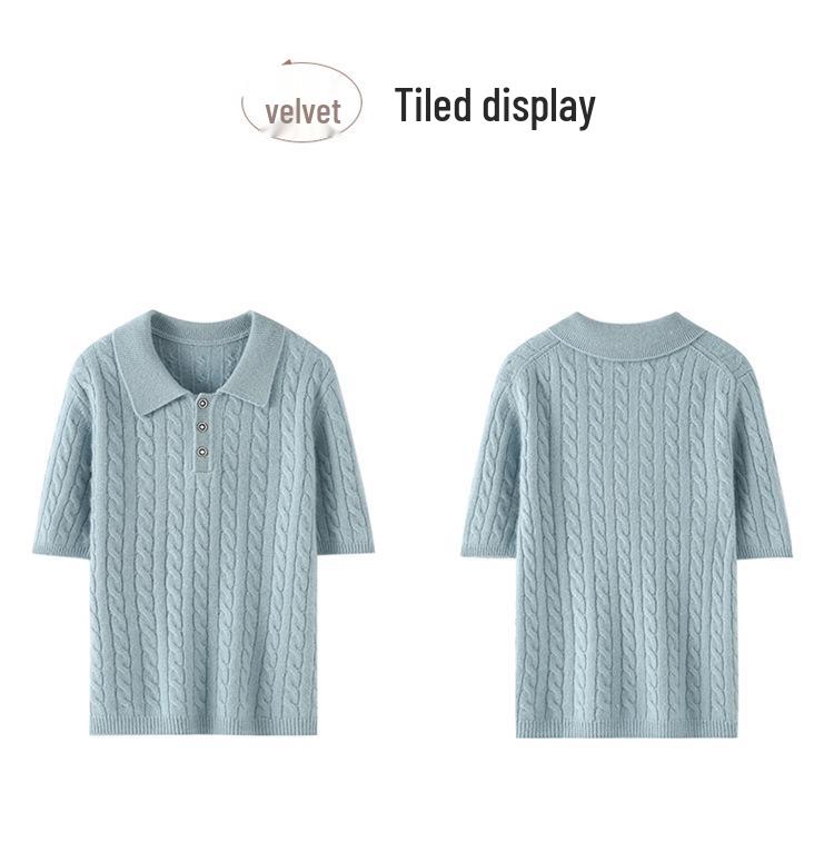 Women's Retro Slim-Fit Cable Knit Polo Top - Spring/Summer 2026 Collection