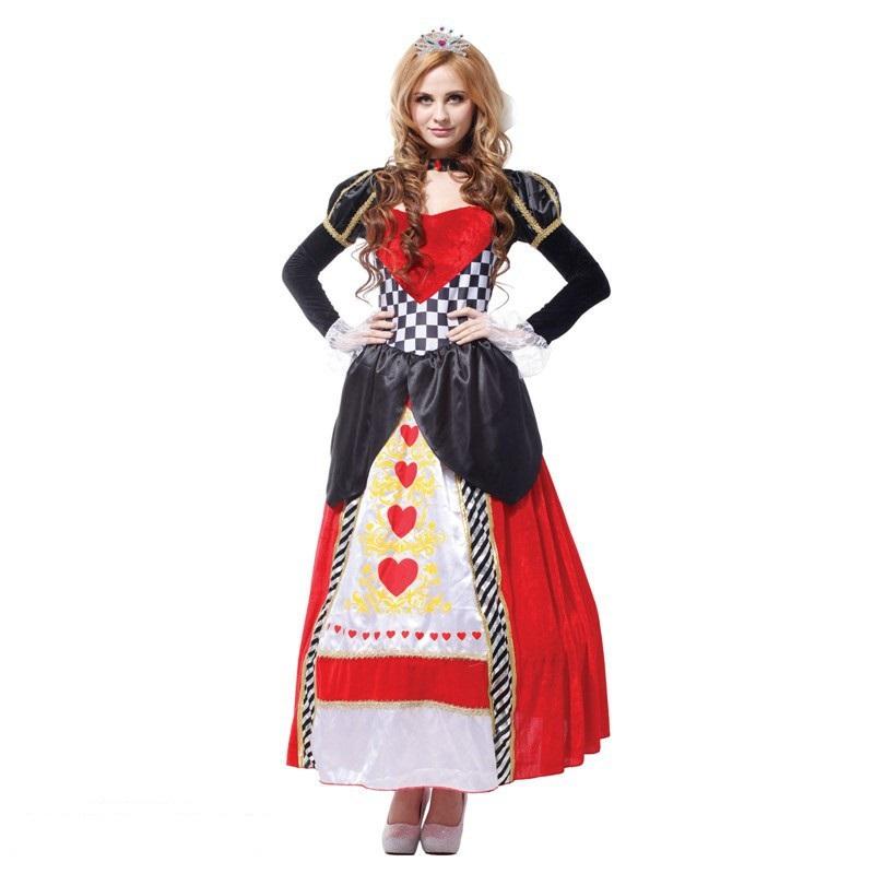 Red Queen of Hearts Costumes for Women Alice In Wonderland Costume Sexy Royal Cosplay Clothing Women Halloween Fancy Dress