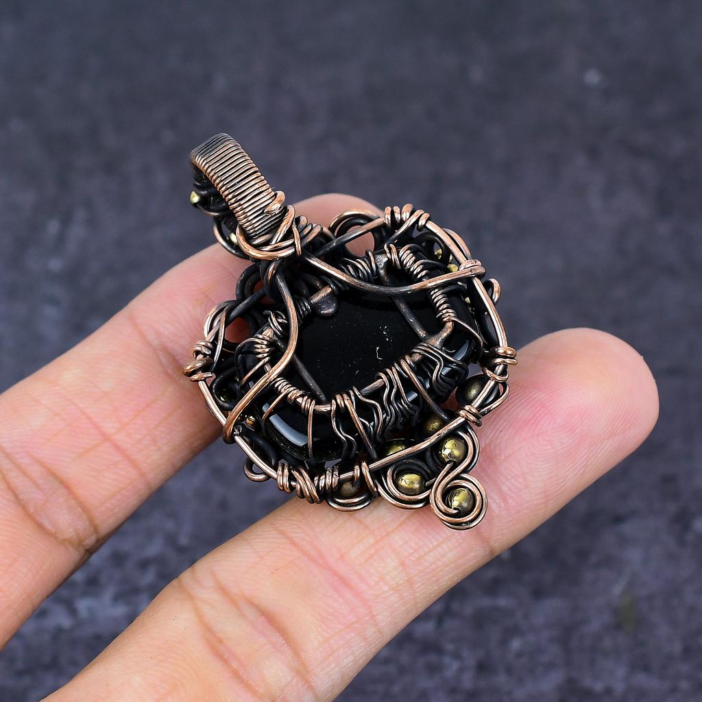 Natural Green Triplet Opal Gemstone Copper Wire Wrap Jewelry Pendant 2.09" m1U22