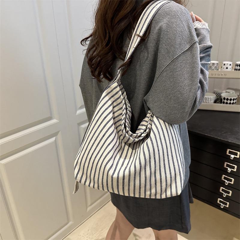 Nowa bawełniana i lniana torebka damska styl kampusowy studencka torba pod pachę na zakupy dojazdowa torba na ramię