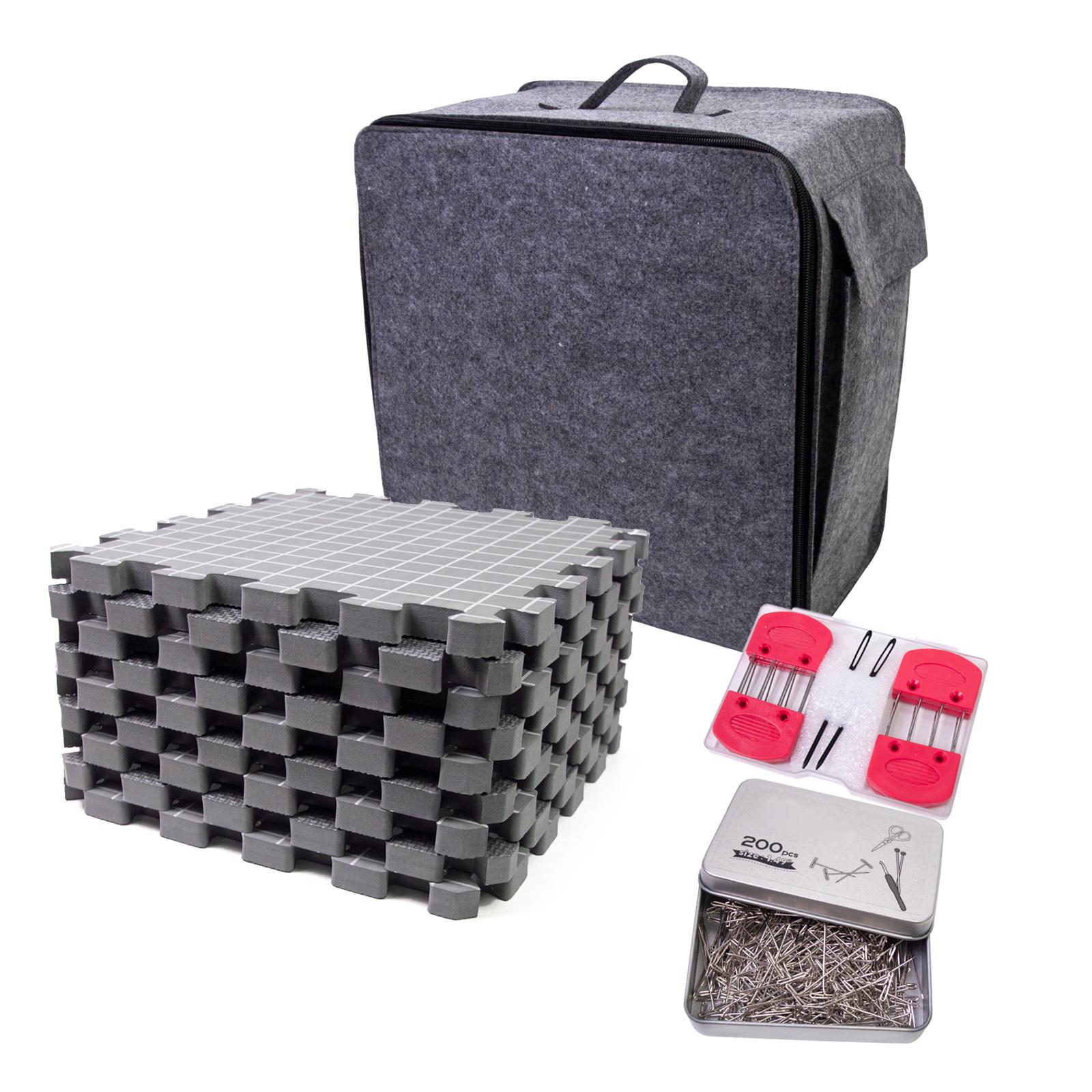 

Набор блокировочных матов для вязания 32x32 см с 8 гребнями для блокировки вязания, 200 Т-образными булавками и 2 швейными иглами для изготовления бабушкиных квадратов