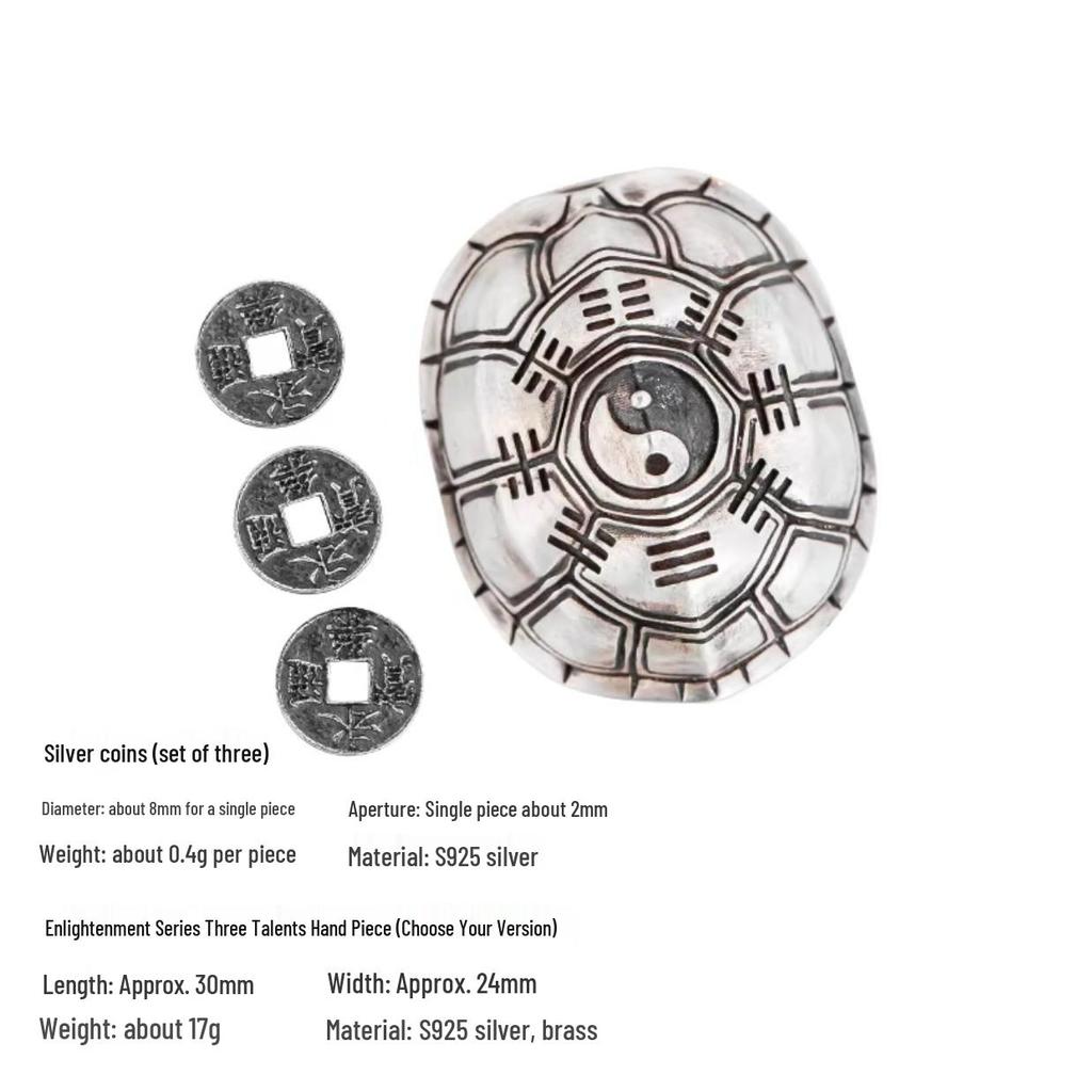 Brass Retro Distressed Tortoiseshell Sancai Handheld Zhouyi Bagua Stress Relief Play Piece