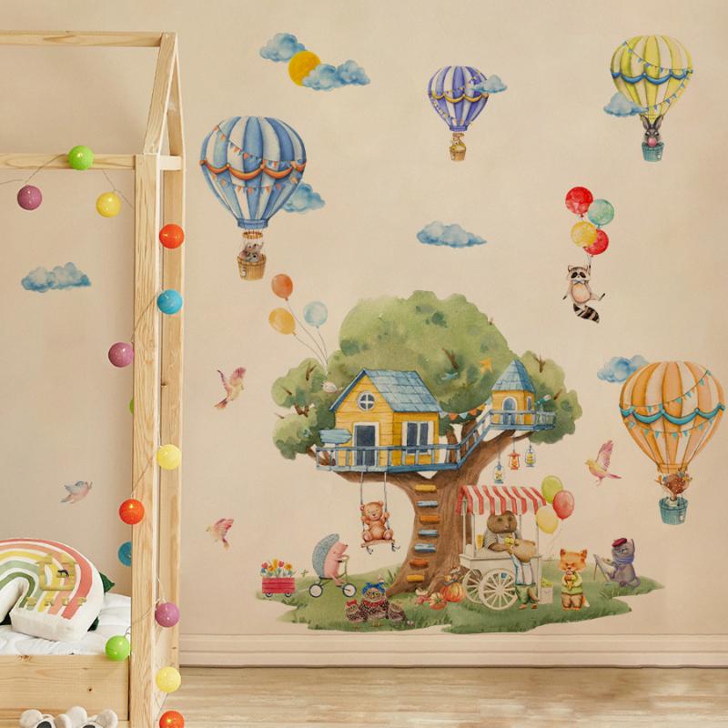 

Cartoon Tree & Balloon Animals Wall Decals Removable Vinyl Stickers For Kids Forest Theme Decor 1