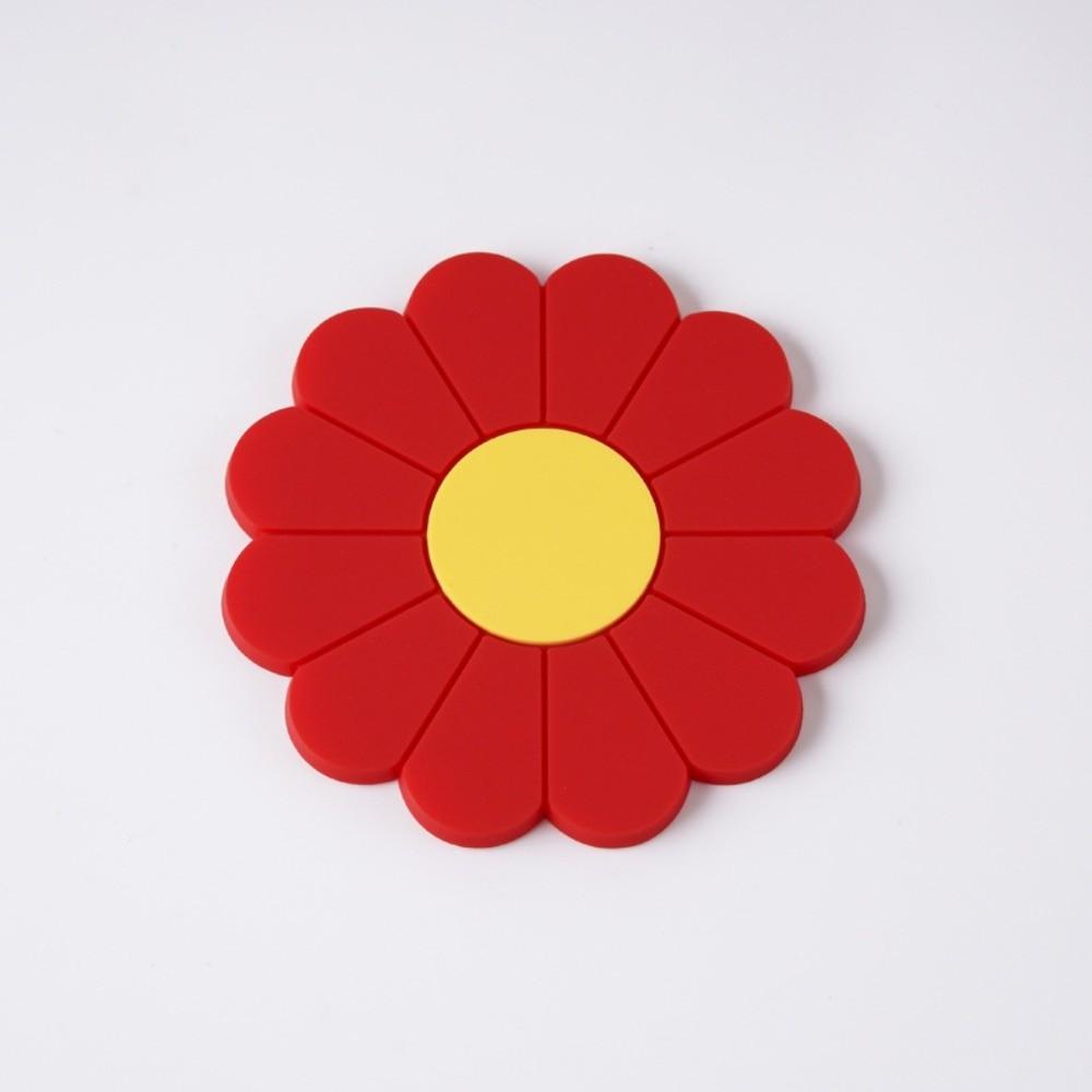 Anti-slip Cup Holder Mat Flower Cup Coaster Round Daisy Silicone Cup Pad Dining Table