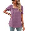 Women Summer Square Collar Short Sleeve Blouses Solid Loose Elegant Shirts Casual Streetwear Tunic Tops 2025