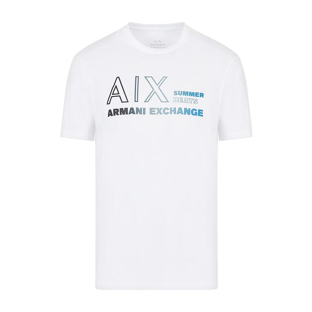 Armani Exchange SS23 Round Neck Pullover Short Sleeve T-Shirt Men Tops White 3RZTJA-ZJ8EZ-1100