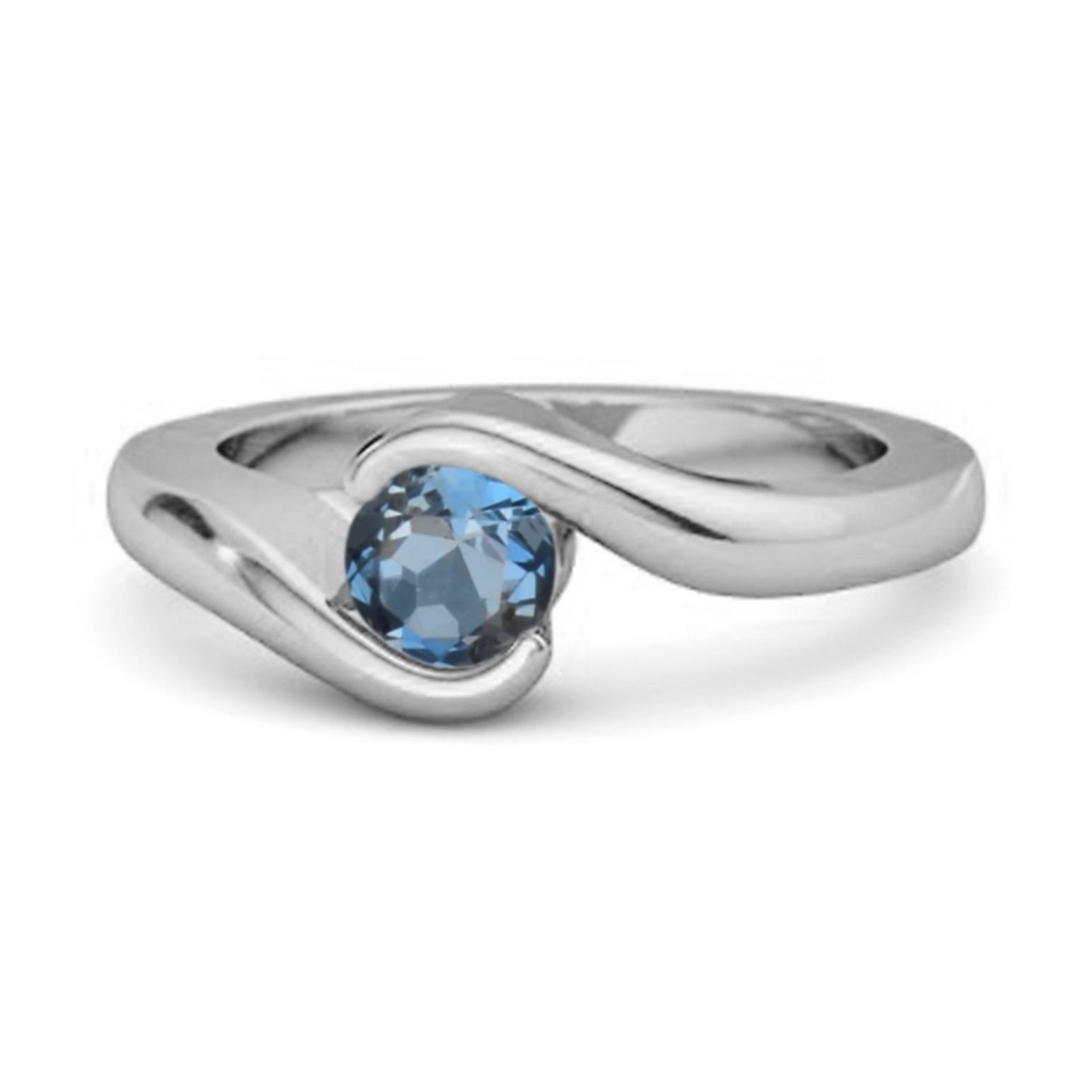 London Blue Topaz Modern Bypass Band Ring - 925 Sterling Silver 8.5