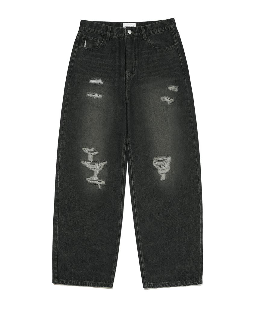 FILLUMINATE Tear Washed Denim Pants - Black
