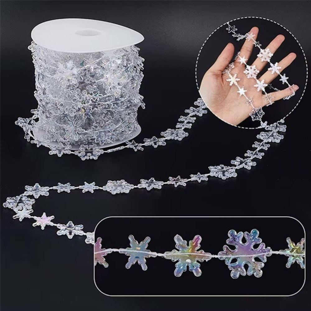 Clear Christmas Hanging Ornament 300cm Snowflake Beaded String Acrylic Bead Chain Party Decoration