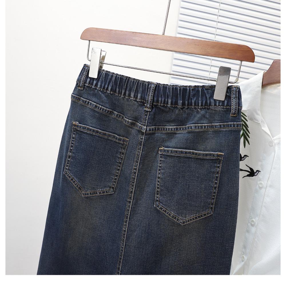Dimanaf 2025 Plus Size New Spring Denim Skirts Women A-Line Fashion Loose Blue Skirt High Waist Vintage 5XL
