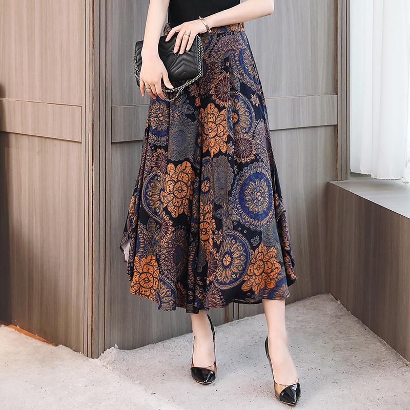 Summer Plus Size Wide Leg Pants Women Loose Bohemian Summer High Waist Trousers Women Bottoms XL-5XL