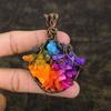 Colgante de regalo con envoltura de alambre de cobre y gema de turmalina multicolor natural 2,95" i3V65