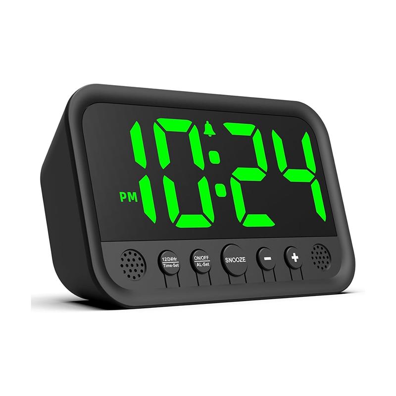 Digital Alarm Clock with Adjustable Volume, Loud Snooze Clock for Bedroom Desk, Electric Nightstand Clock with Dimmer чёрный