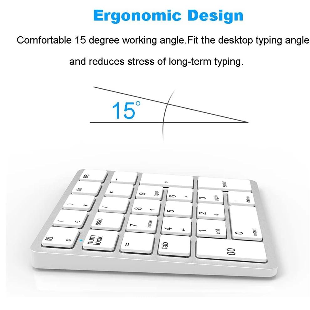 26 Keys Wireless Number Pads Rechargeable USB Numeric Keypad Portable Financial Accounting Number Keyboard for Laptop