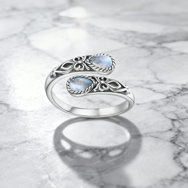 925 Sterling Silver Rings For Women Men Fine Jewelry Finger Adjustable Open Vintage Chain Ring For Party Birthday Gift