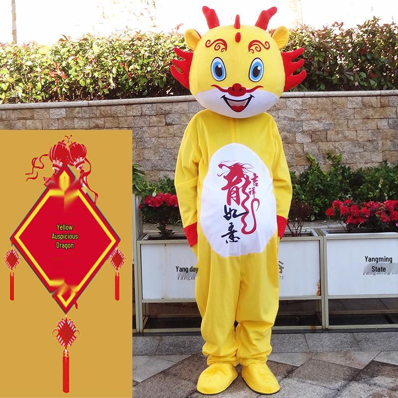 Dragon Zodiac Mascot Costume: New Year Cartoon Performance Outfit