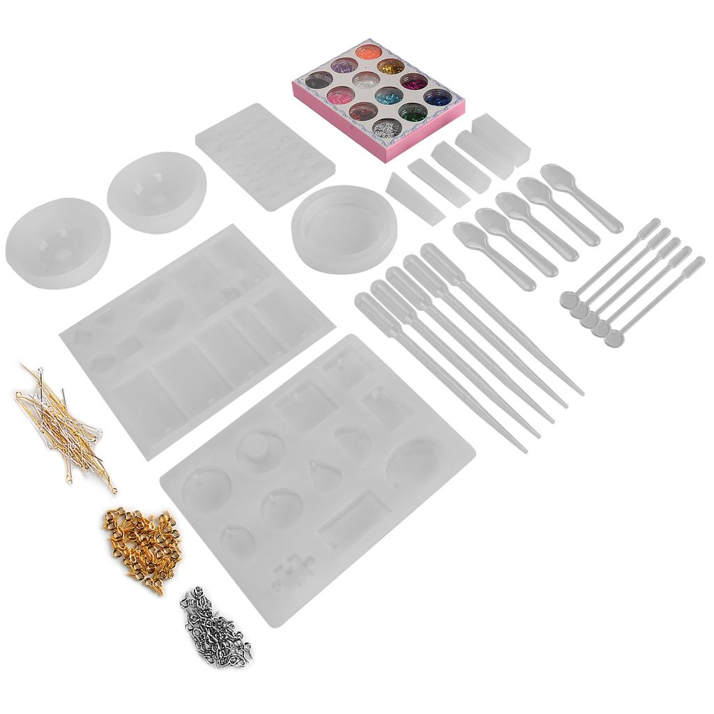 DIY Craft Jewelry Pendant Making Mold Jewelry Casting Silicone Mold Glitter Powder Set
